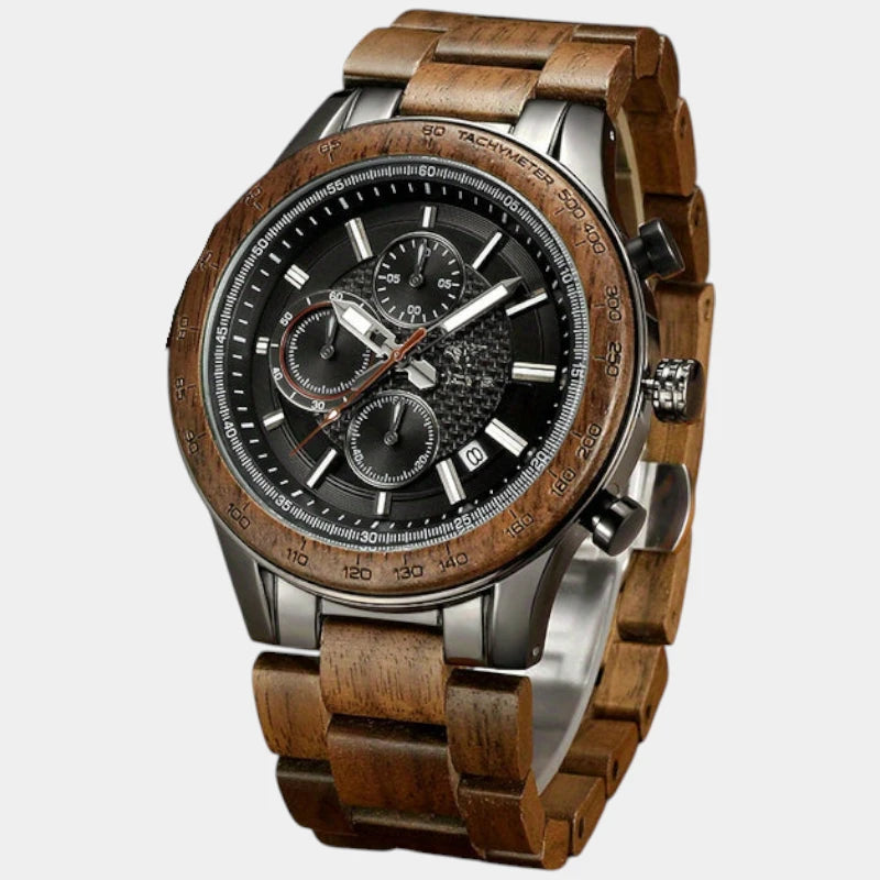 Virelle-Virelle | Heren Horloge – Walnotenhout, Kalender, Dial