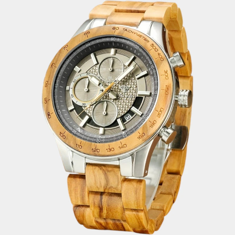 Virelle-Virelle | Heren Horloge – Walnotenhout, Kalender, Dial