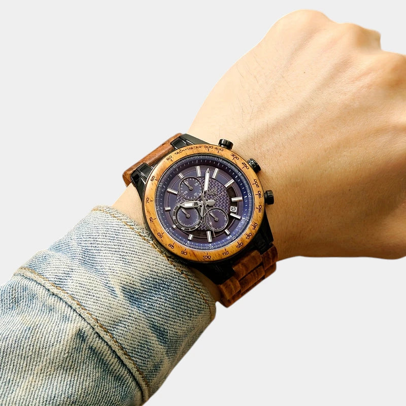 Virelle-Virelle | Heren Horloge – Walnotenhout, Kalender, Dial