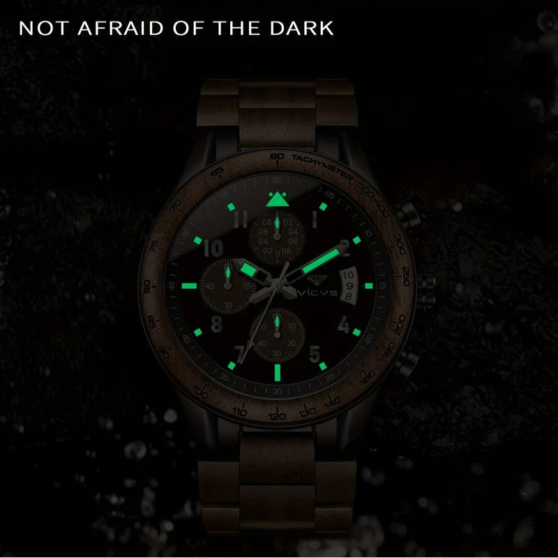 Virelle-Virelle | Heren Horloge – Walnotenhout, Kalender, Dial