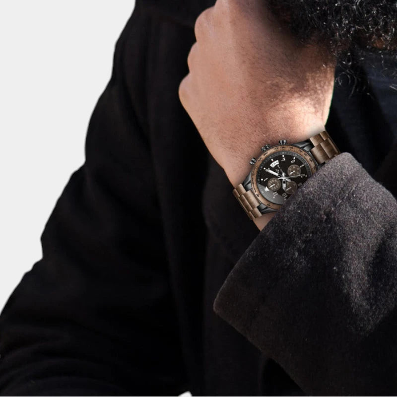 Virelle-Virelle | Heren Horloge – Walnotenhout, Kalender, Dial