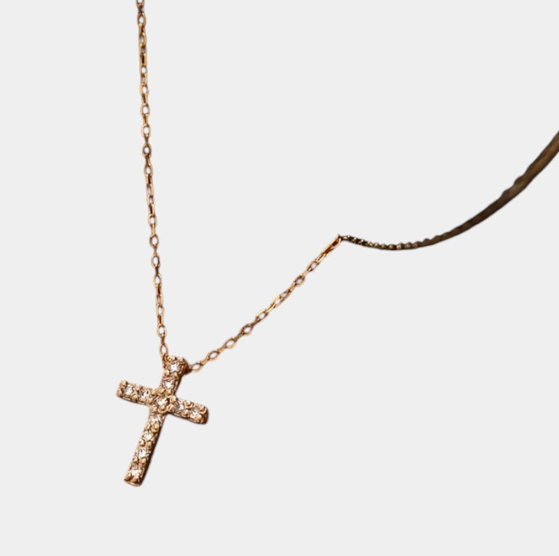 Virelle-Virelle Ketting - Rhinestone-Encrusted Cross Pendant Necklace