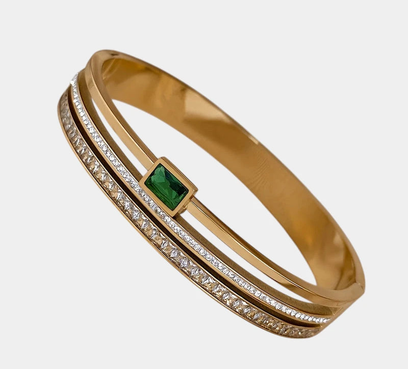 Virelle-Virelle | Unisex Armband – Roestvrij staal, Brede manchet, Ingelegde details