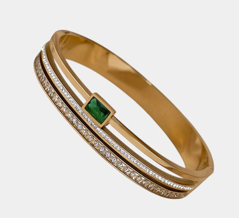 Virelle-Virelle | Unisex Armband – Roestvrij staal, Brede manchet, Ingelegde details