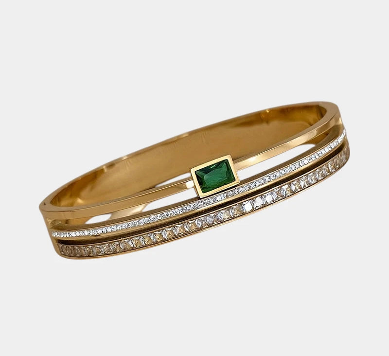 Virelle-Virelle | Unisex Armband – Roestvrij staal, Brede manchet, Ingelegde details