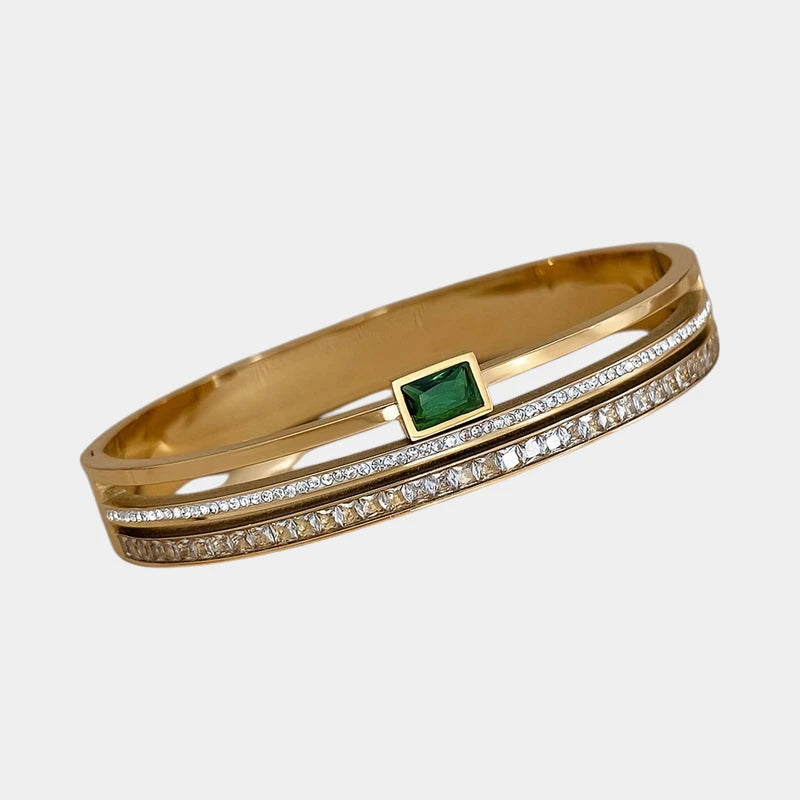 Virelle-Virelle | Unisex Armband – Roestvrij staal, Brede manchet, Ingelegde details