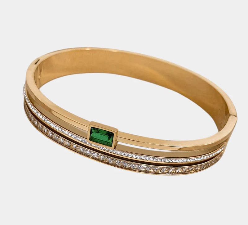Virelle-Virelle | Unisex Armband – Roestvrij staal, Brede manchet, Ingelegde details