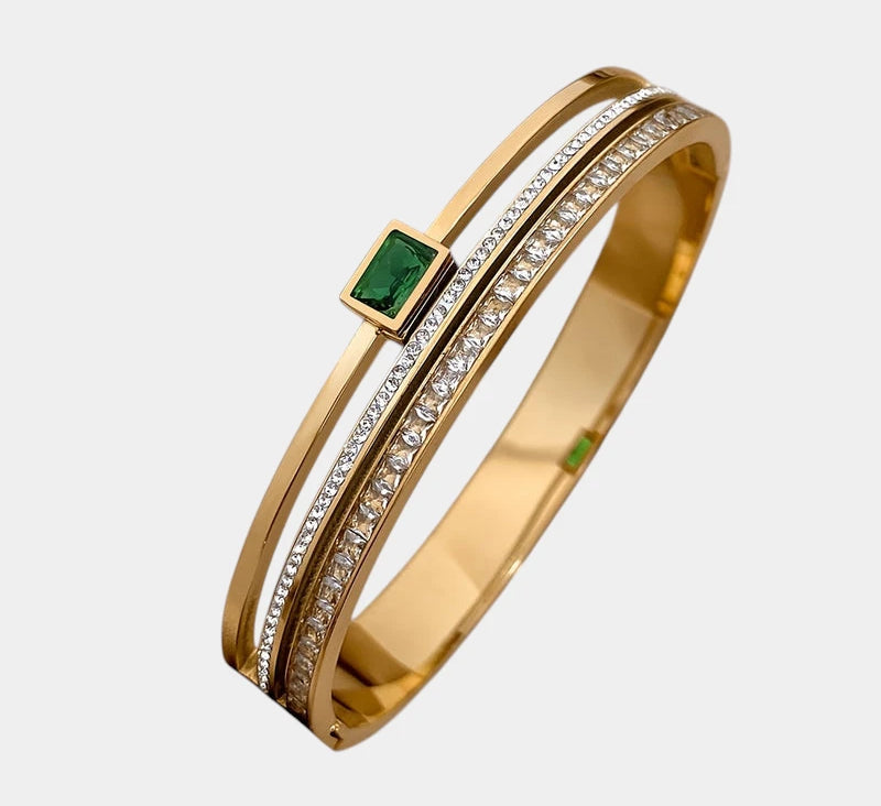 Virelle-Virelle | Unisex Armband – Roestvrij staal, Brede manchet, Ingelegde details