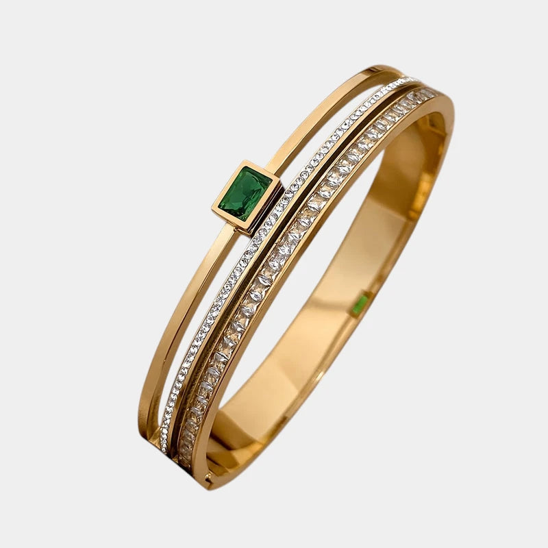 Virelle-Virelle | Unisex Armband – Roestvrij staal, Brede manchet, Ingelegde details