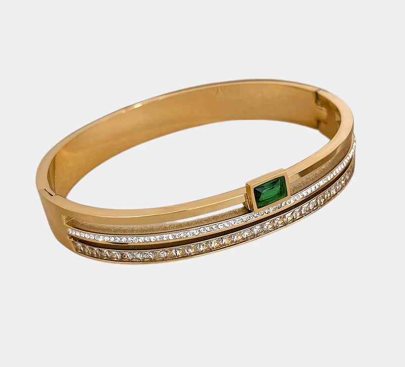 Virelle-Virelle | Unisex Armband – Roestvrij staal, Brede manchet, Ingelegde details