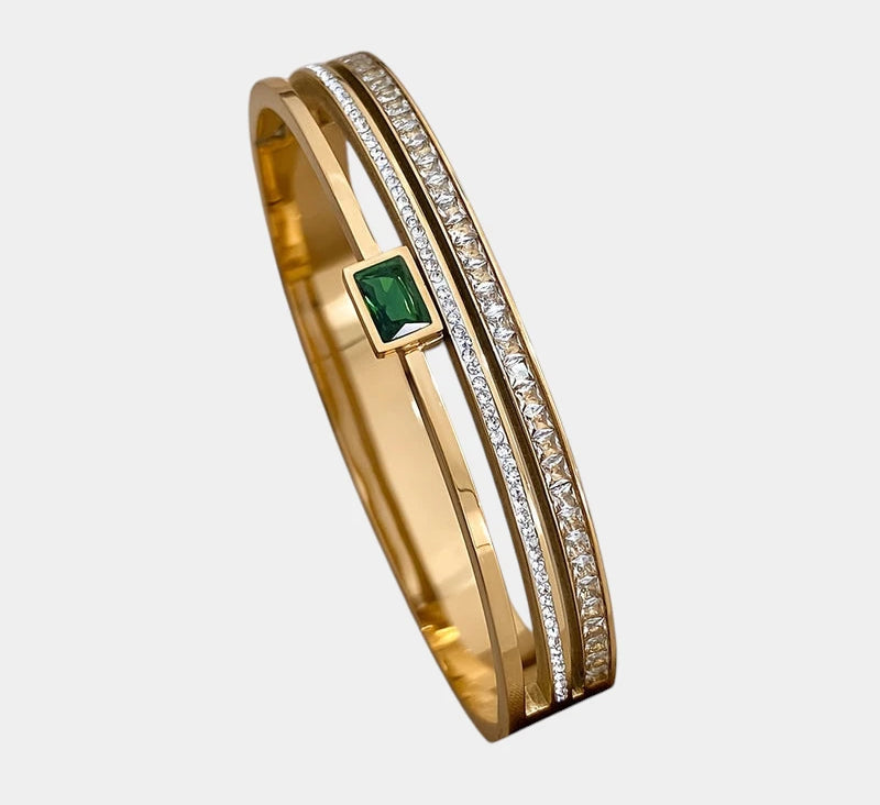 Virelle-Virelle | Unisex Armband – Roestvrij staal, Brede manchet, Ingelegde details