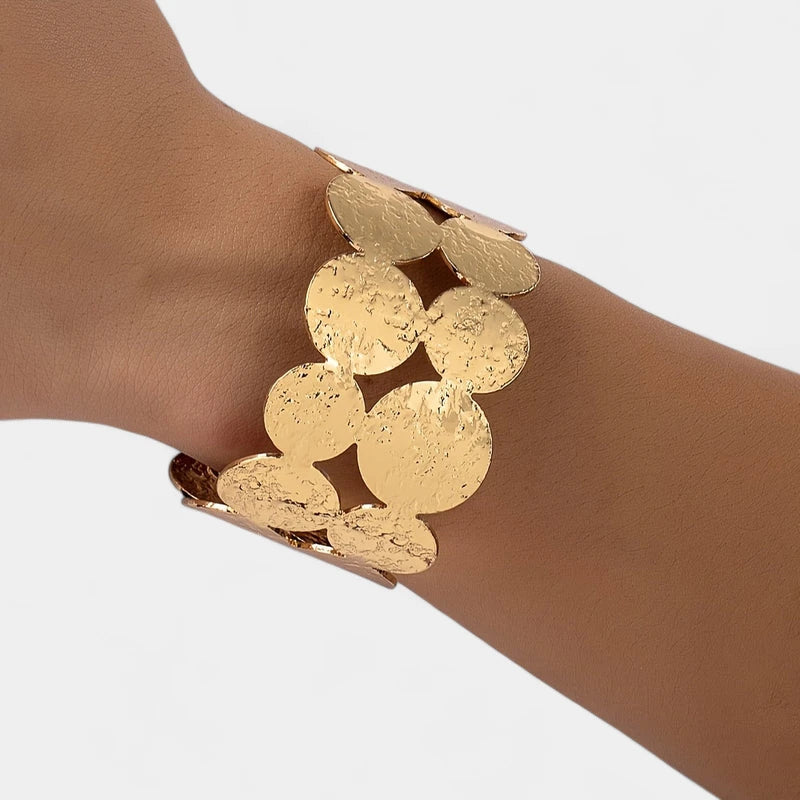 Virelle-Virelle | Unisex Armband – Trendy Metallic, Minimalistische Ronde Schijven, Open Cuff