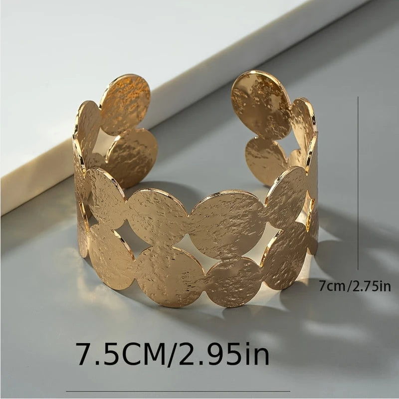 Virelle-Virelle | Unisex Armband – Trendy Metallic, Minimalistische Ronde Schijven, Open Cuff