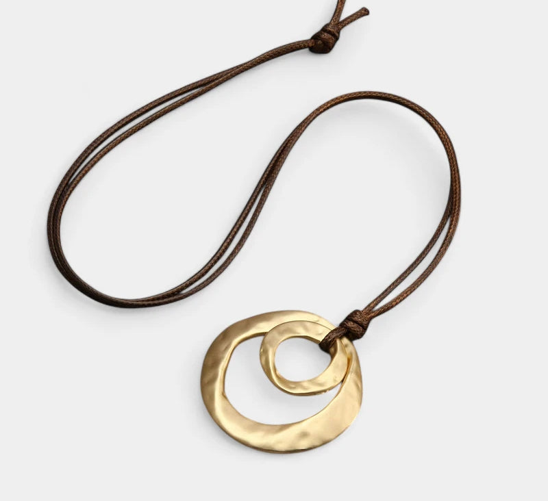 Virelle-Virelle | Unisex Hanger Ketting – Zinklegering, Geometrisch Onregelmatig Cirkelvormig, Gedraaid Patroon