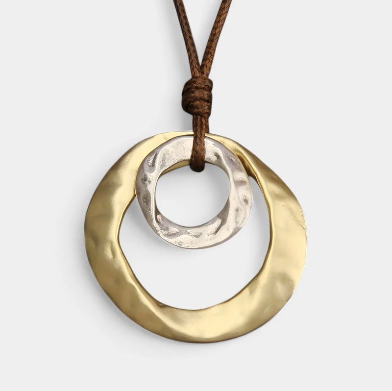 Virelle-Virelle | Unisex Hanger Ketting – Zinklegering, Geometrisch Onregelmatig Cirkelvormig, Gedraaid Patroon