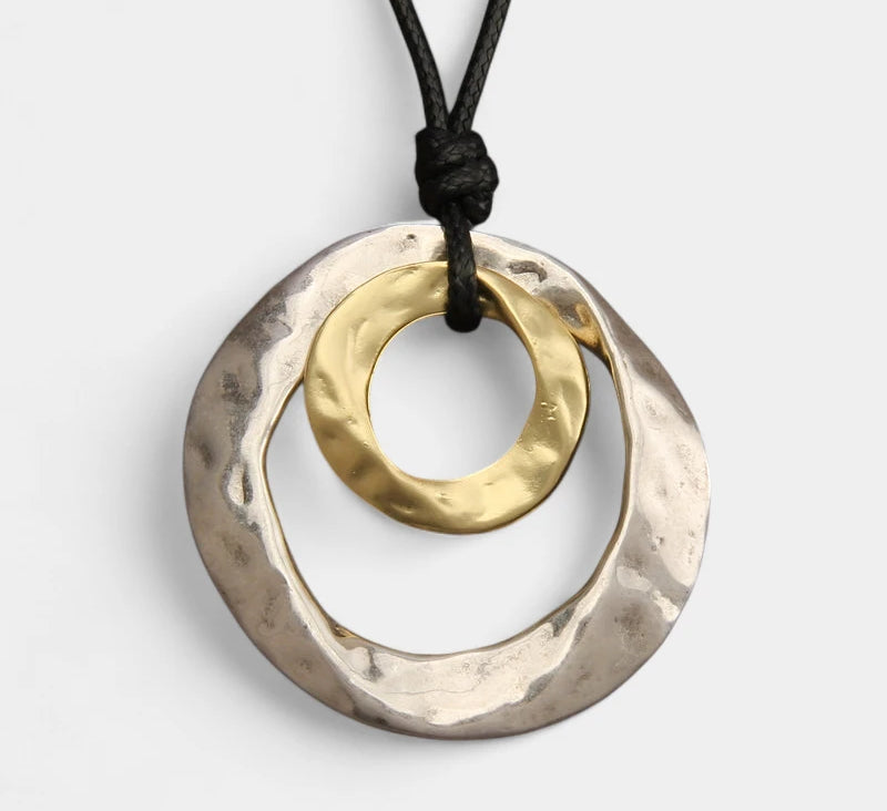 Virelle-Virelle | Unisex Hanger Ketting – Zinklegering, Geometrisch Onregelmatig Cirkelvormig, Gedraaid Patroon