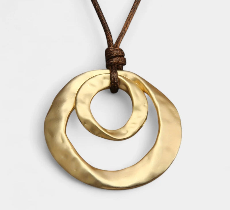 Virelle-Virelle | Unisex Hanger Ketting – Zinklegering, Geometrisch Onregelmatig Cirkelvormig, Gedraaid Patroon