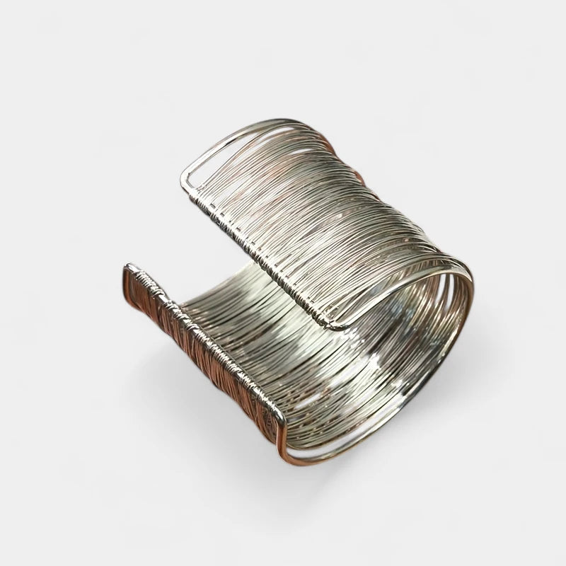 Virelle-Virelle | Unisex Manchetcuff – Metaal Draadwikkel-Design, Brede Open Band