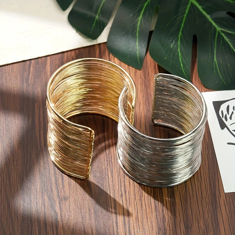 Virelle-Virelle | Unisex Manchetcuff – Metaal Draadwikkel-Design, Brede Open Band