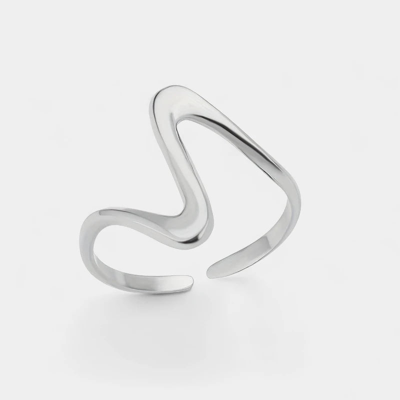 Virelle-Virelle | Unisex Ring – Goud Verguld Roestvrij Staal, Trendy Golfvorm, Licht Luxe Stijl