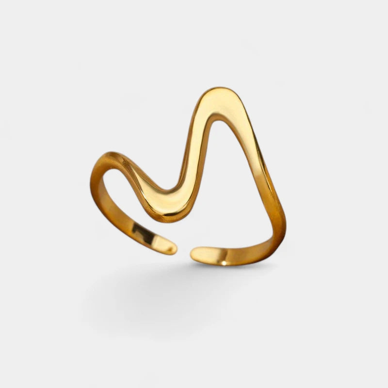 Virelle-Virelle | Unisex Ring – Goud Verguld Roestvrij Staal, Trendy Golfvorm, Licht Luxe Stijl