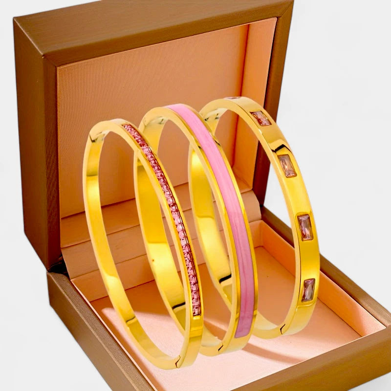 Virelle-Virelle | Unisex armbandenset – Roestvrij staal, Boheemse stijl, Strassdetails