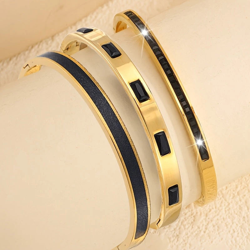 Virelle-Virelle | Unisex armbandenset – Roestvrij staal, Boheemse stijl, Strassdetails