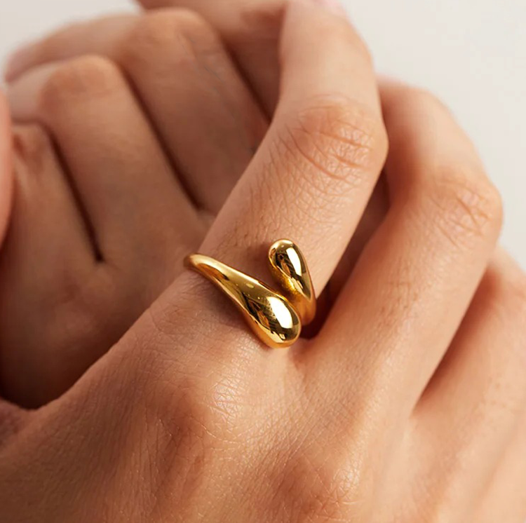 Willow Druppel Wikkel Ring - Rosa Jewels