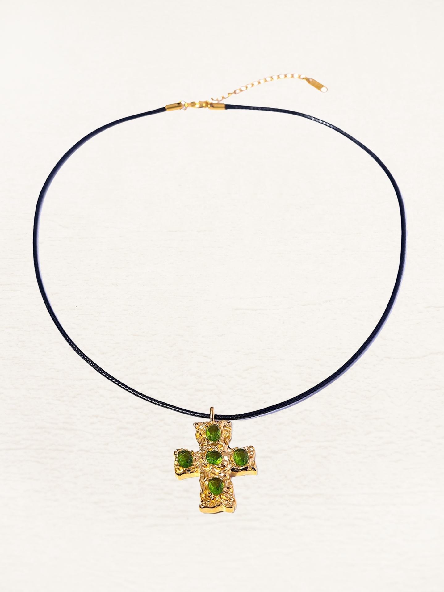 Zeta Statement Kruis Ketting Goud-Groen