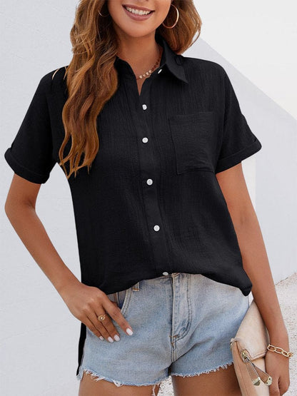 Ise Blouse Met Korte Mouwen Dames | Overhemd Met Korte Mouwen Vrouw | Blouse Met Knoopjes