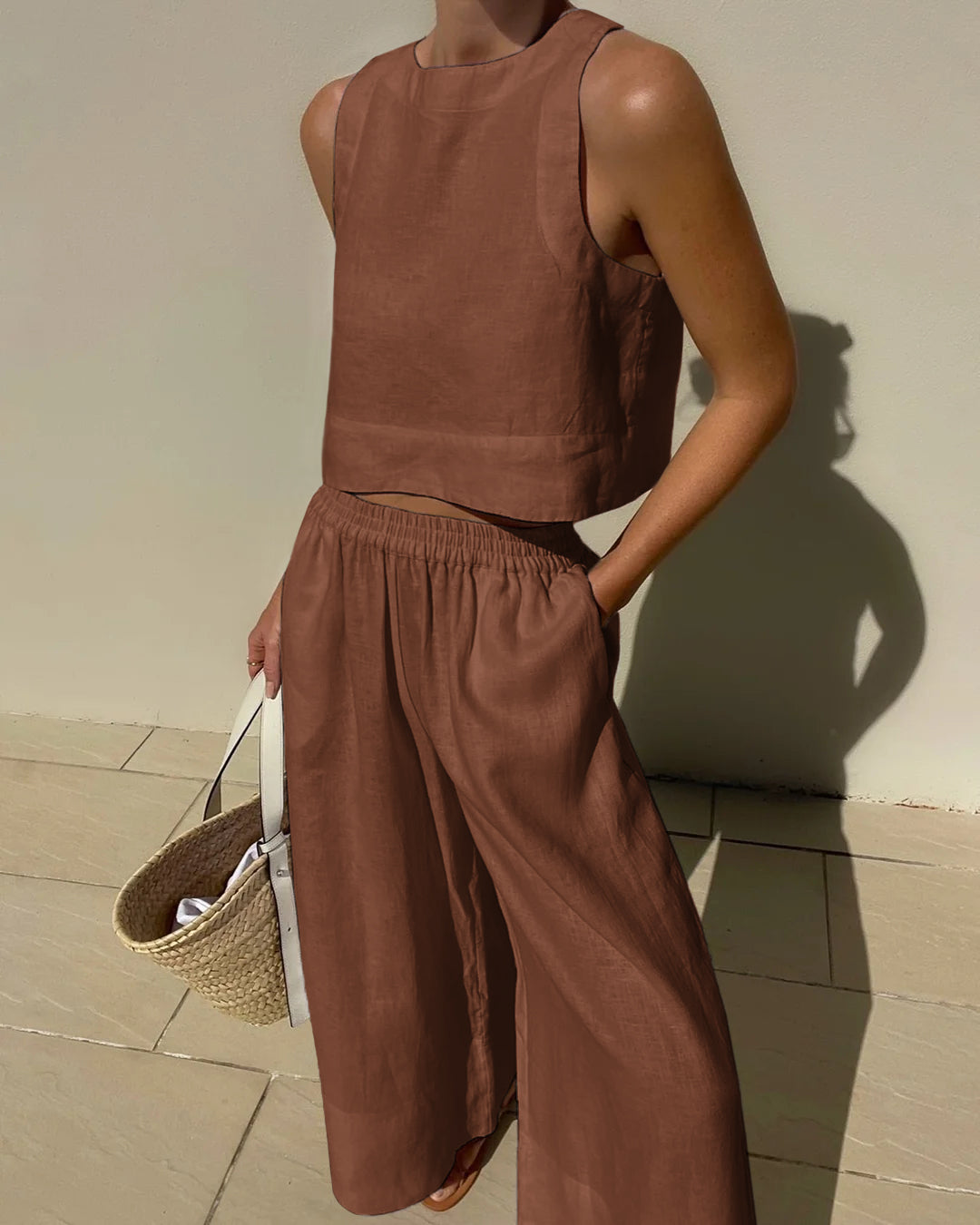 Virelle Linnen Tweedelige Set – Luchtige tweedelige outfit van linnen broek en top