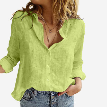Virelle Linnen Dames Blouse – Ademend & Casual lange mouwen overhemd