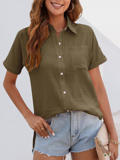 Ise Blouse Met Korte Mouwen Dames | Overhemd Met Korte Mouwen Vrouw | Blouse Met Knoopjes