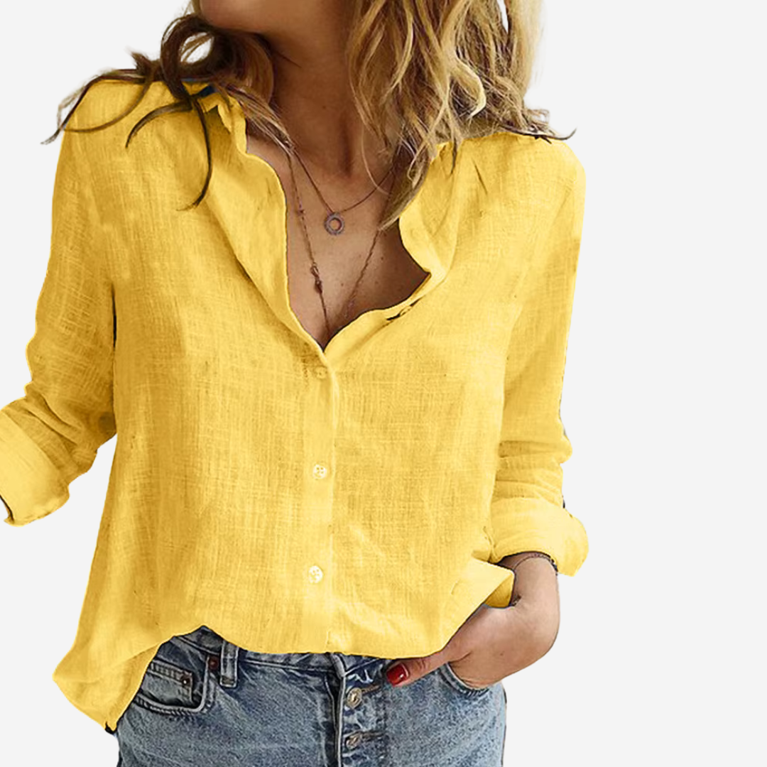 Virelle Linnen Dames Blouse – Ademend & Casual lange mouwen overhemd