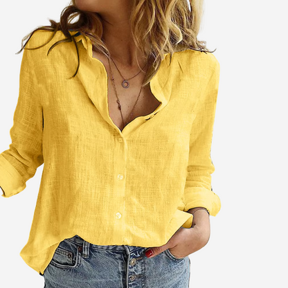 Virelle Linnen Dames Blouse – Ademend & Casual lange mouwen overhemd
