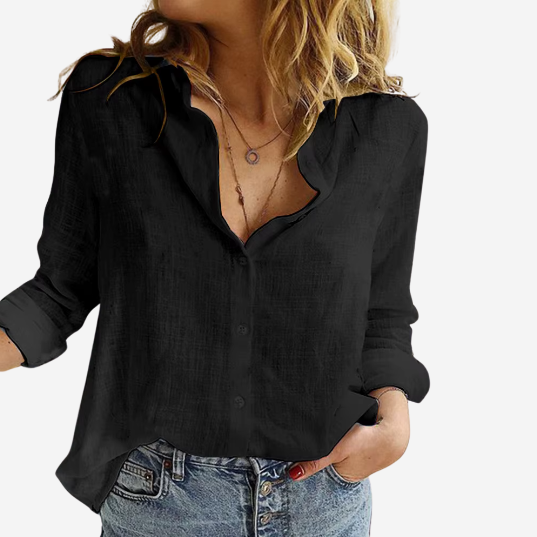 Virelle Linnen Dames Blouse – Ademend & Casual lange mouwen overhemd