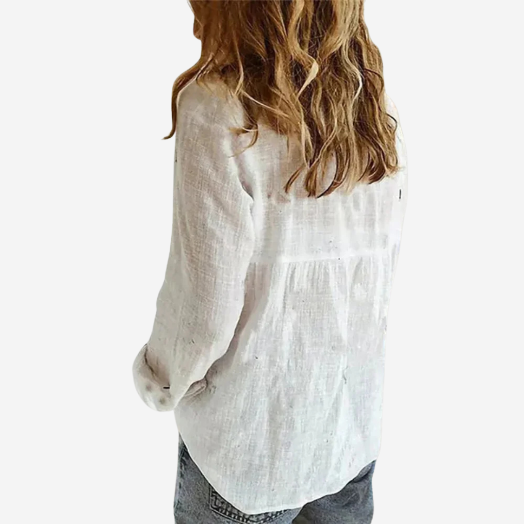 Virelle Linnen Dames Blouse – Ademend & Casual lange mouwen overhemd