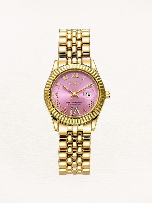 Amelisse Quartz Dames Horloge Met Zirkonia Goud-Roze