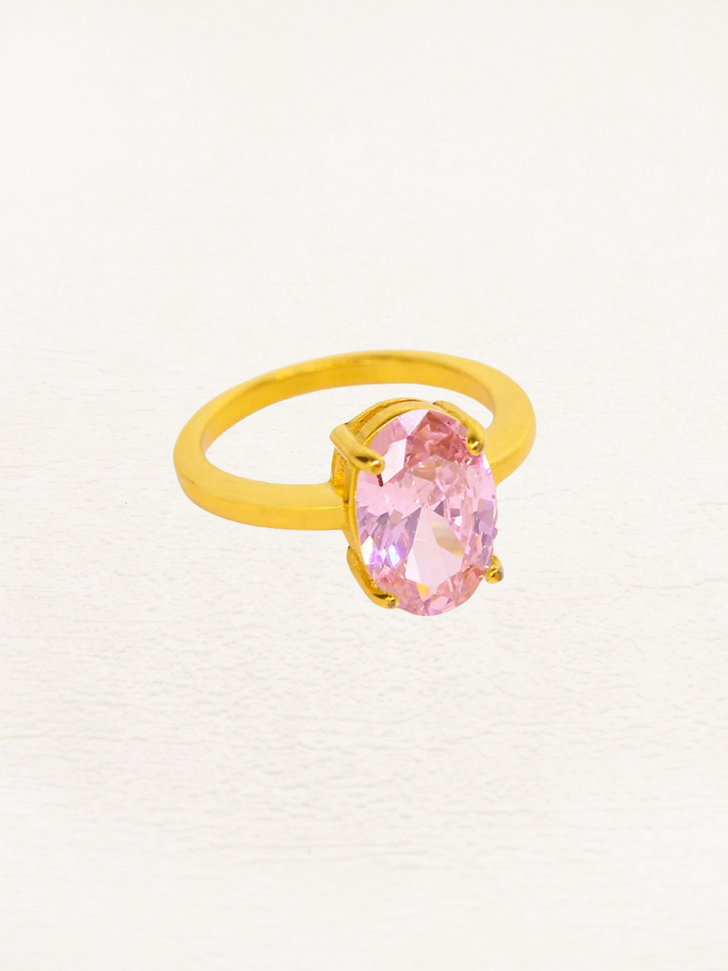 Anouck Zirkonia Ring Met Roze Steen Goud