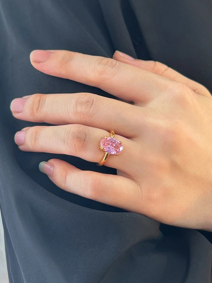 Anouck Zirkonia Ring Met Roze Steen Goud