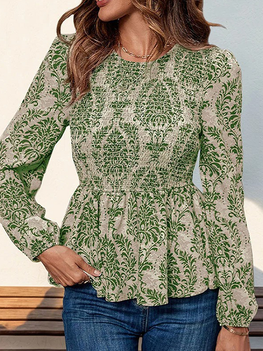 Isabel Elegante Blouse Dames | Bloemenprint Blouse | Herfst Blouse Vrouw Groen