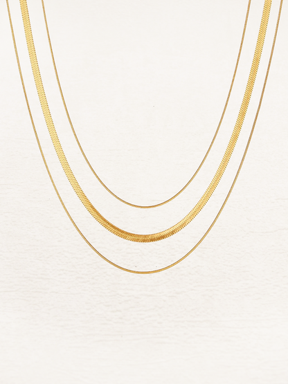 Ashley 3-Laagse Snake Chain Ketting Goud