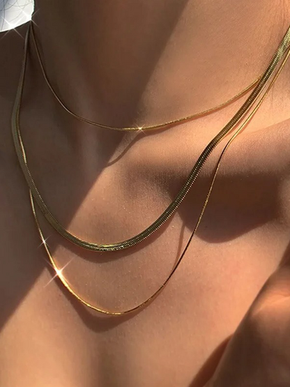 Ashley 3-Laagse Snake Chain Ketting Goud