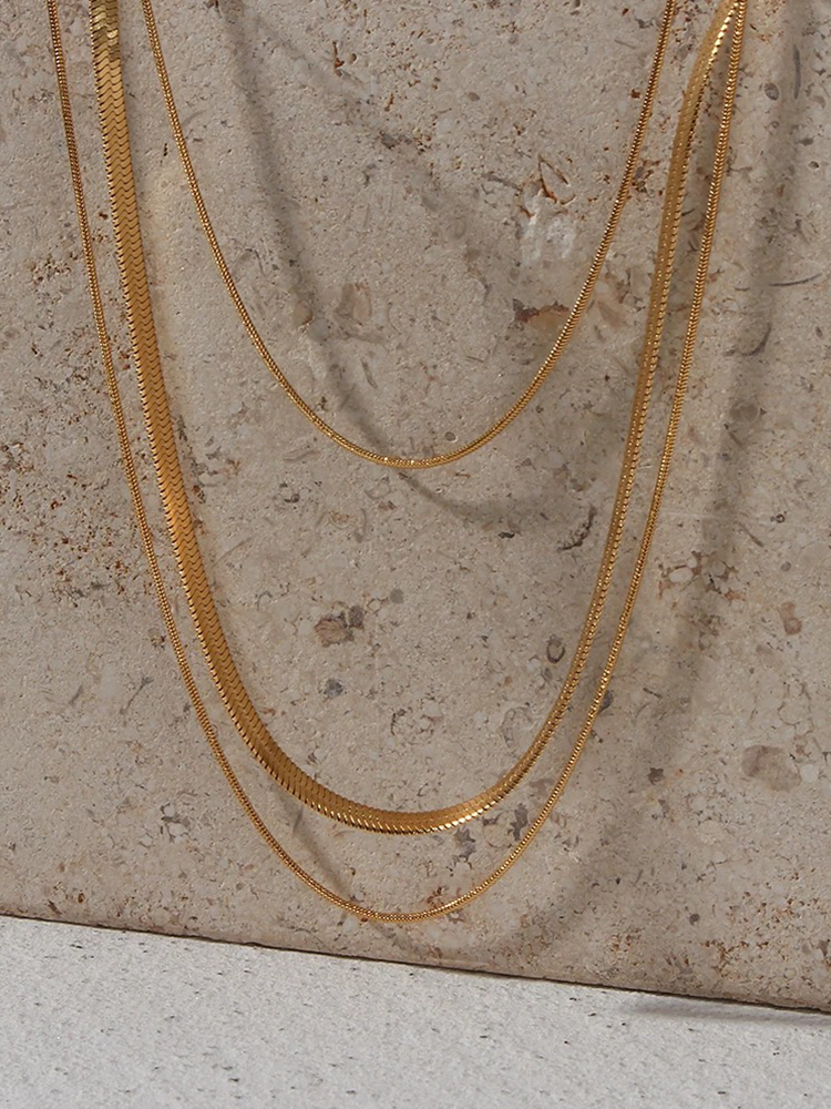 Ashley 3-Laagse Snake Chain Ketting Goud