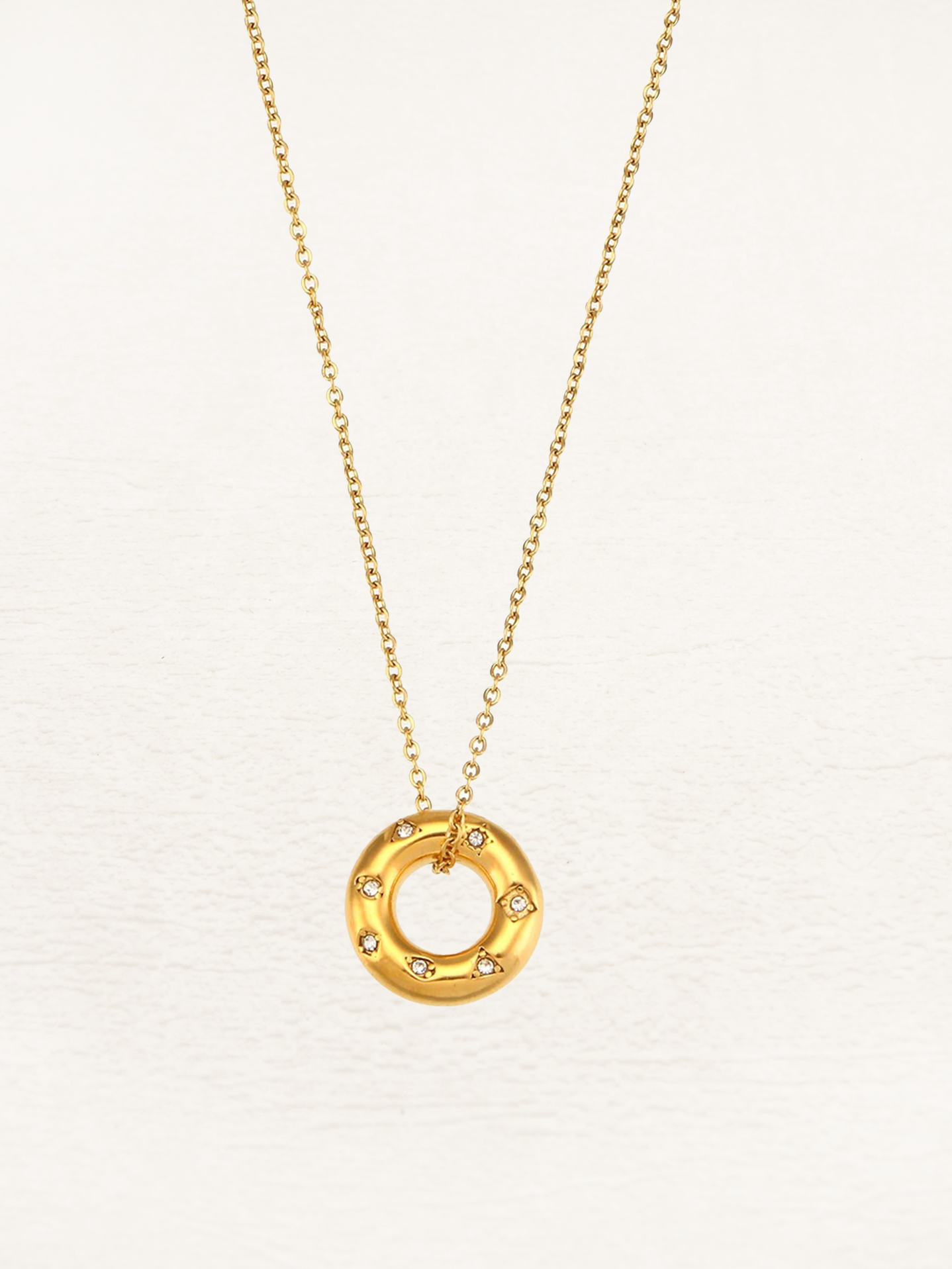 Luca Zirkonia Donut Ketting Goud