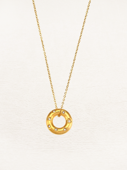 Luca Zirkonia Donut Ketting Goud