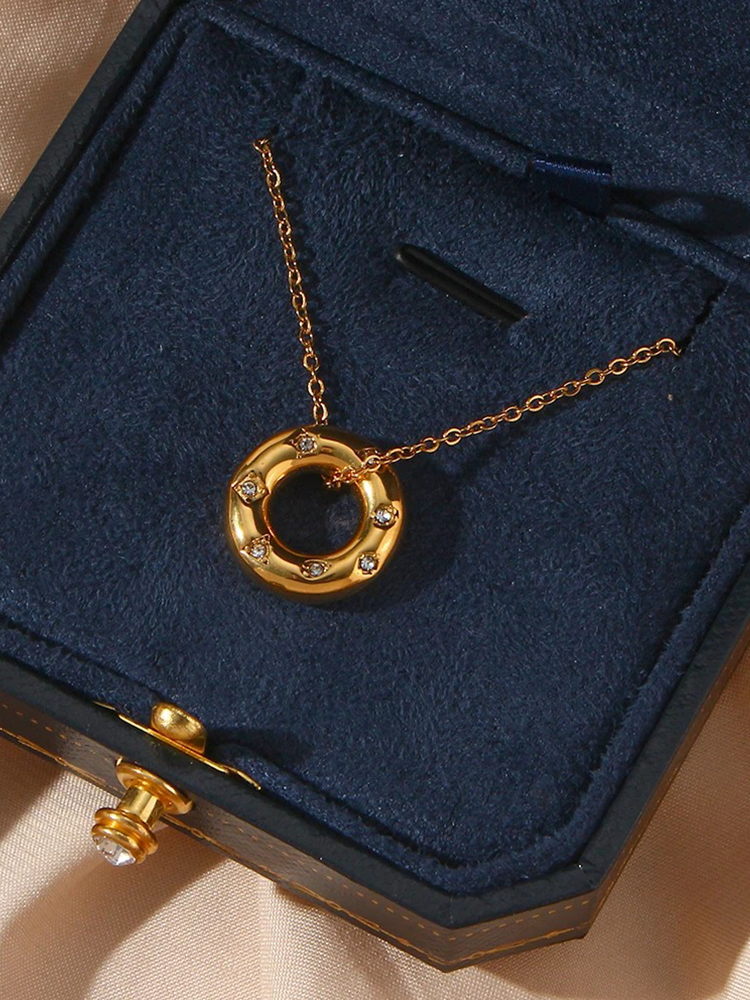 Luca Zirkonia Donut Ketting Goud