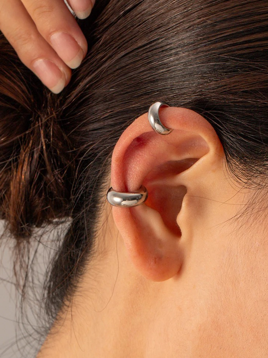 Audrey Chunky Ear Cuff Zilver - Rosa Jewels