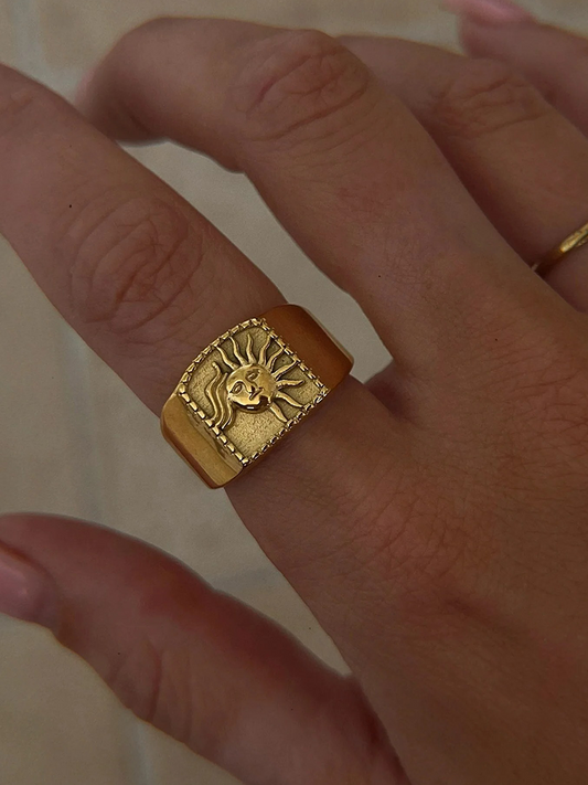 Billy Sun & Moon Zegel Ring Goud