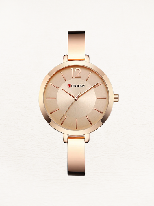 Carlijn RVS Dames Design Horloge Met Ronde Kast Rosé-Goud